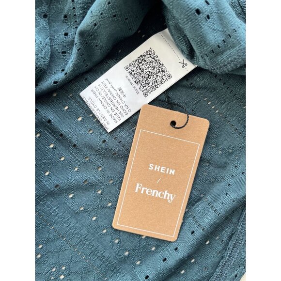 Shein Frenchy Teal Lace Cap Sleeve Top NWT Size L - Picture 5 of 6